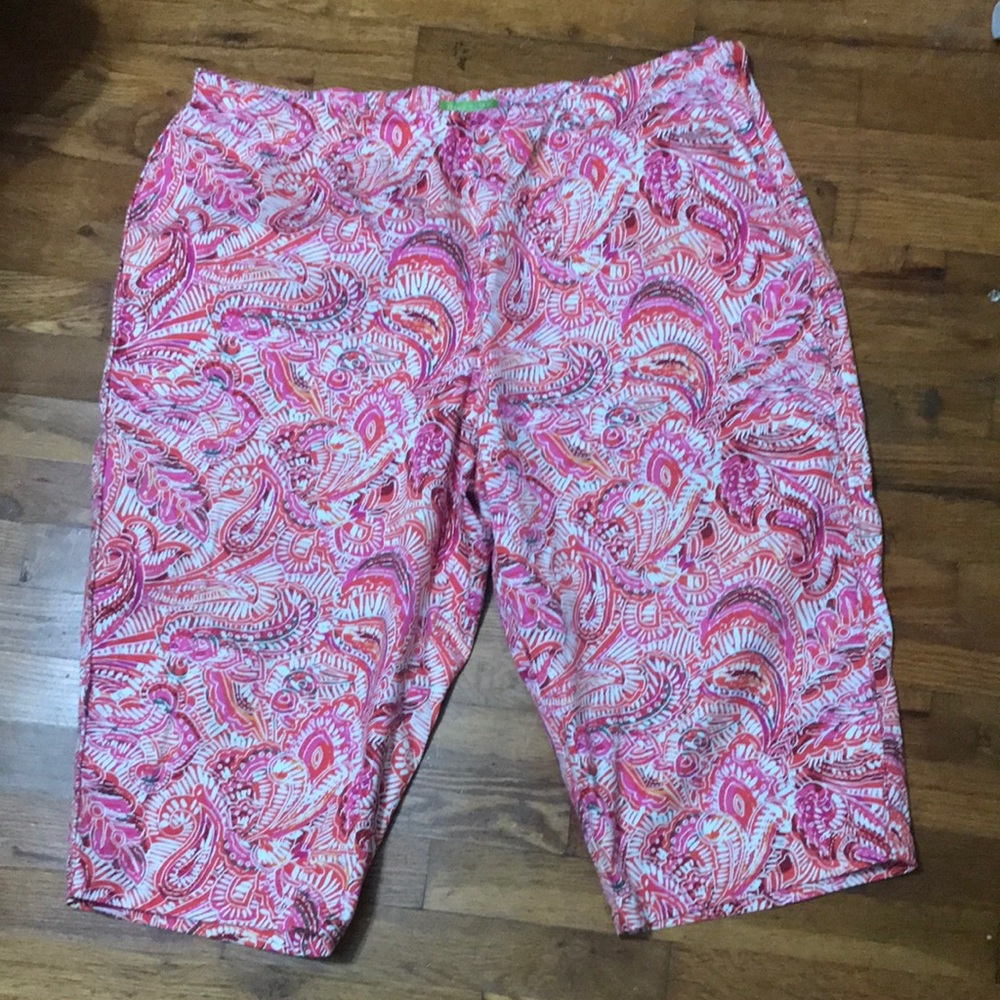22w Colorful Pink Orange Red Grey Capri Pants